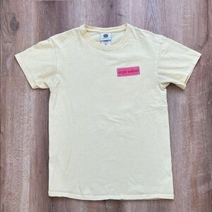 Simply Southern Butter Yellow Tee with Pink Crab Logo Size S